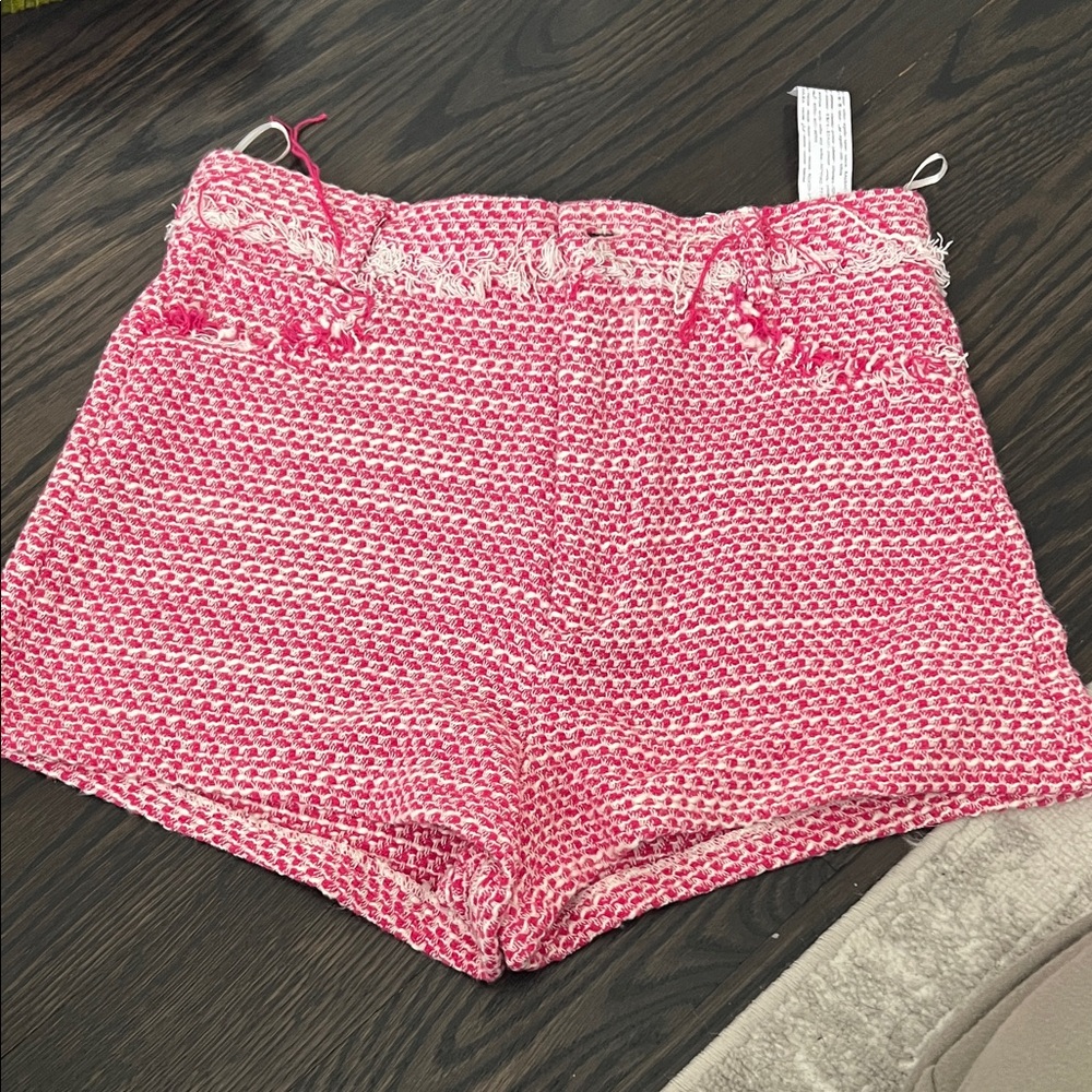 Zara Pink Woven High-Waist Shorts